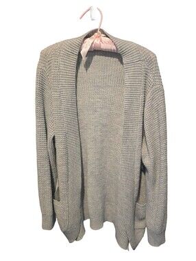 SHEIN Light Gray Open-Front Shawl Collar Cardigan, Size 1XL